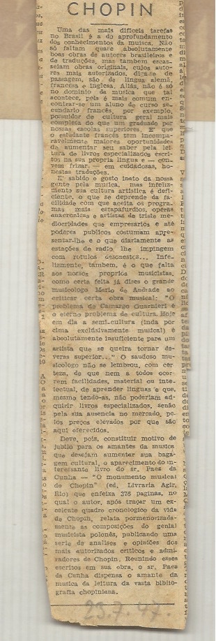 Chopin von Paes da Cunha 1947. Archiv ISMPS