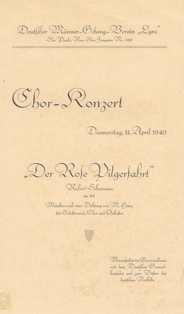 Der Rose Pilgerfahrt von R. Schumann in S. Paulo 1940. Archiv ISMPS. Copyright