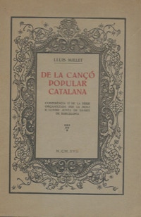 L.Millet, De la Canço Popular Catalana